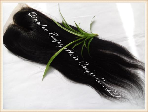 Silk top closure 4''x4'' peruvian virgin hair natural color,straight 10''-24''middle part