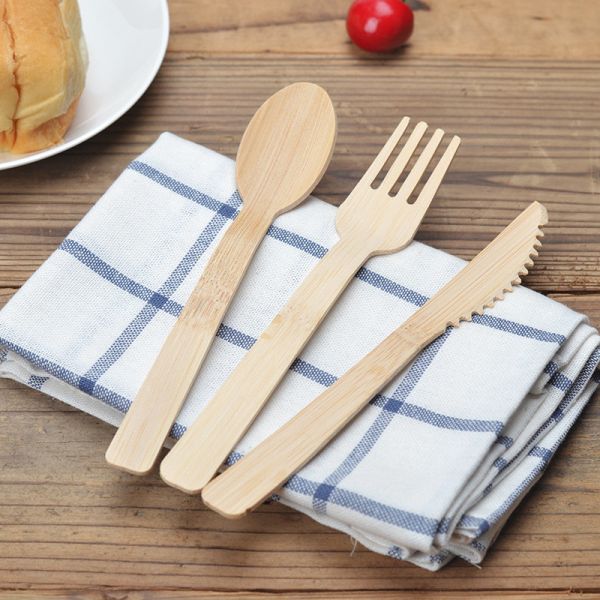 Ножи развлетвляют черпают Silverware ложкой бамбукового Flatware деревянный Compostable устранимый