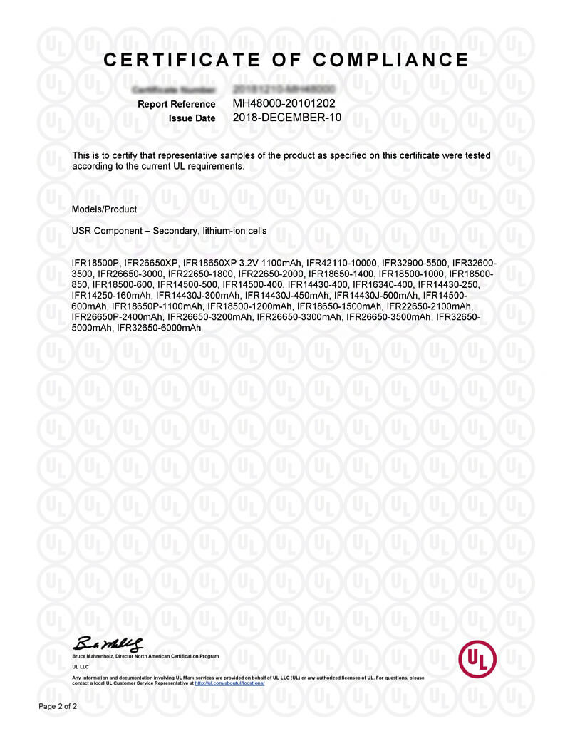 Shenzhen Mottcell New Energy Technology Co., Ltd. Сертификации