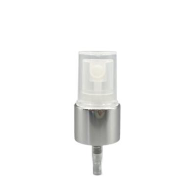 18/410 Fine Mist Sprayer Pump Silver Aluminum Closure 0.12ML SS316 Ribbed Skirt