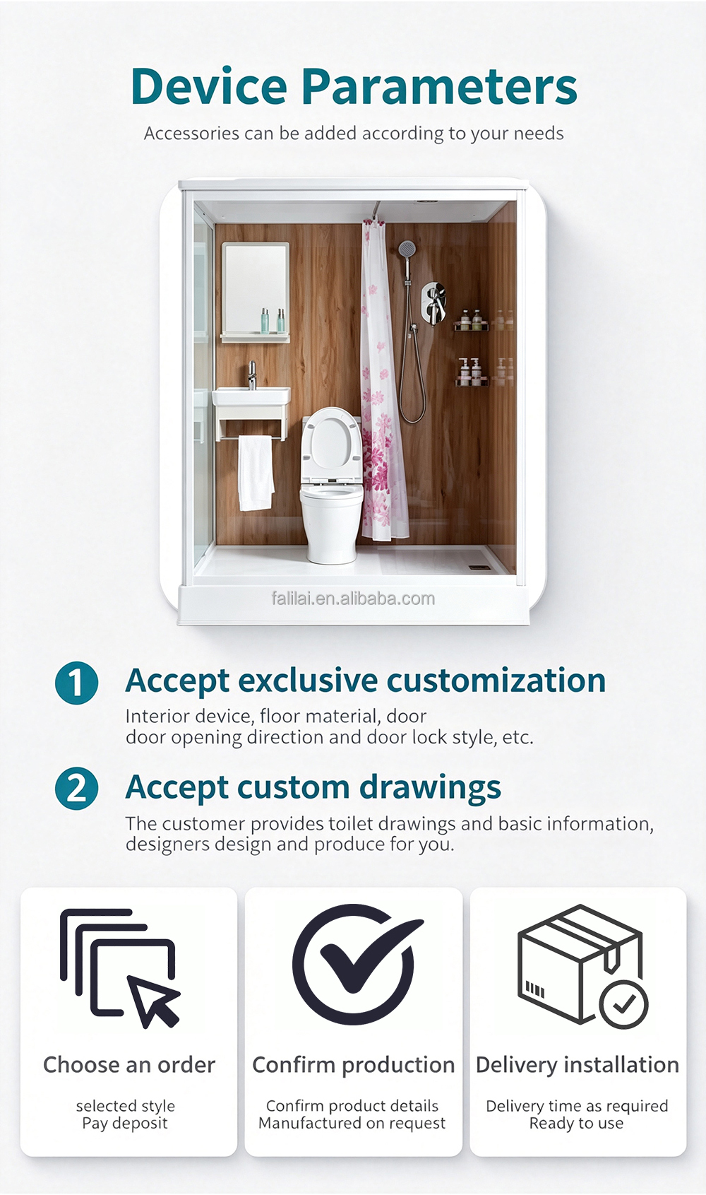 Cheap Modular Square Shower Pod Complete Set with Integrated Bathroom Fast Installation Flat Pack Custom Size Building Use