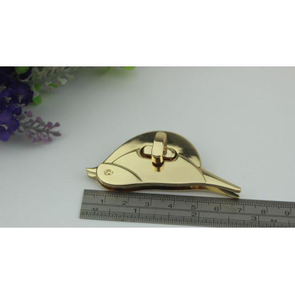 Ladies handbags metal bird pattern high quality light gold turn twist locks