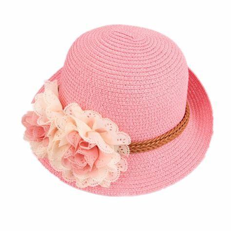 Embellished Wavy Edge Straw Beach Hat Chic Flower Shape And Mesh Founded