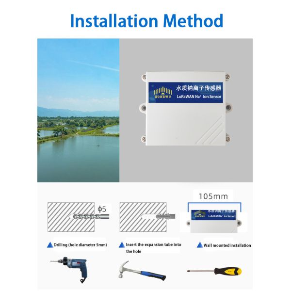 12VDC LoRaWAN Sodium Ion Sensor Probe for Harsh Water Quality Monitoring Environments