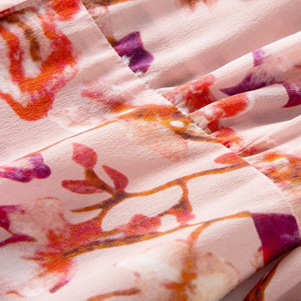 Pleated Flower Mulberry Silk Pajamas , OEM A Line Plus Size Silk Nightie
