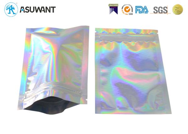 Holographic Weed Aluminium Foil Mylar Zipper Bags For Candy