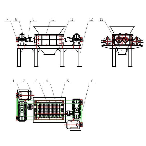 Electrical Motor Power Livestock Waste Shredder for Animal Corpse