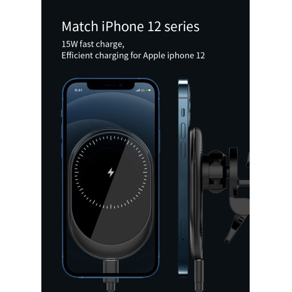 Черный мини 15W быстрое магнитное зарядное устройство автомобильное беспроводное зарядное устройство