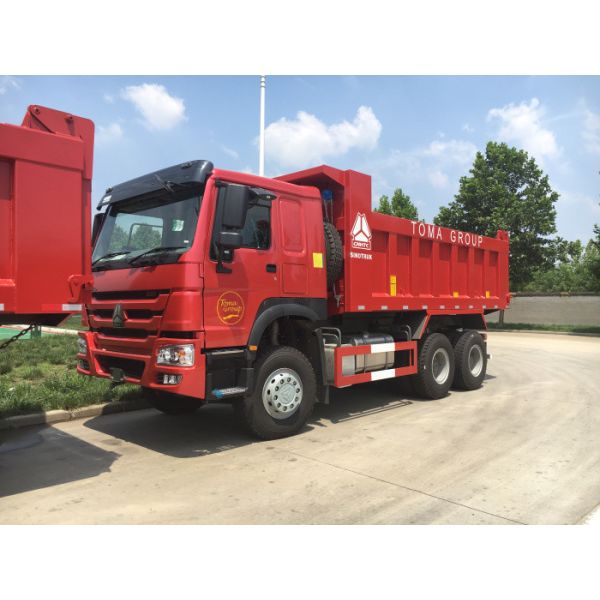 Red Color 336hp Sinotruk Howo Dump Truck With 10 Wheels And 18m3 Capacity