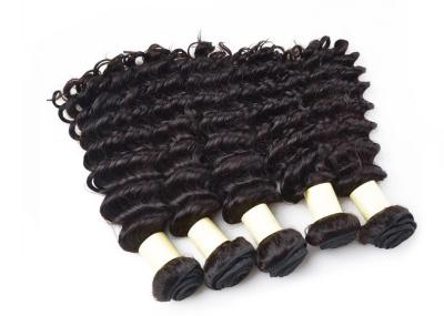 Deep Wave Remy Human Hair Extensions , Natural Color Virgin Mongolian Curly Hair