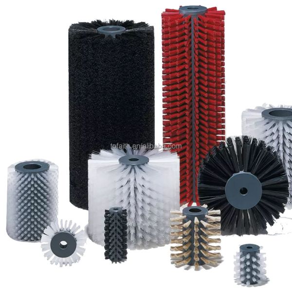 Tufted Bristle Custom Industrial Brushes Cylindrical Fruit Polishing Cleaning Brush Roller