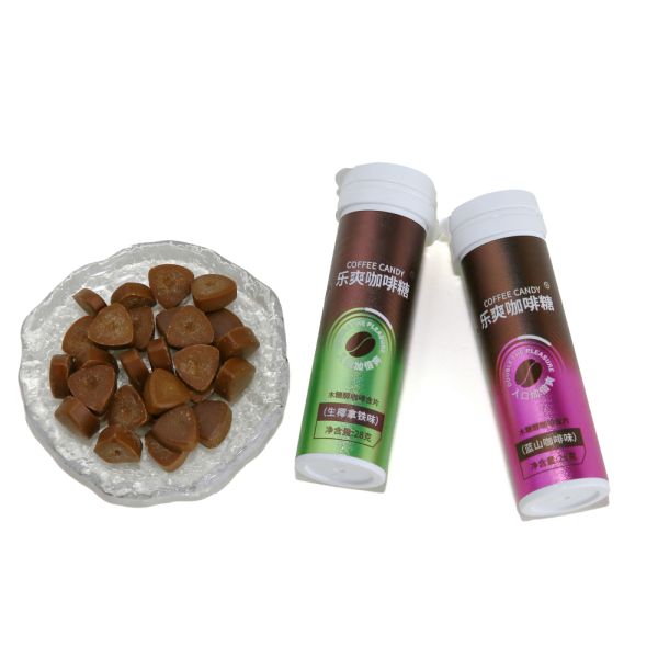 Wholesale Coffee Tablet Semi-Hard Candy with Xylitol 28g Sugar-Free Exotic Snack in Bottles 18 Months Shelf Life