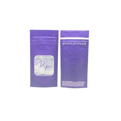 Logotipo personalizado Púrpura Plástico Stand Up Zip Lock Bolsa Embalagem Bolsas Mylar com Janela