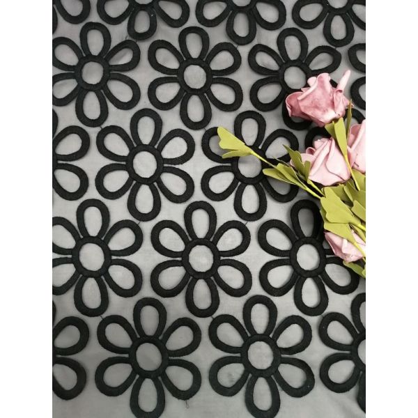 Большая флористическая ткань шнурка вышивки 100% шелк хлопка