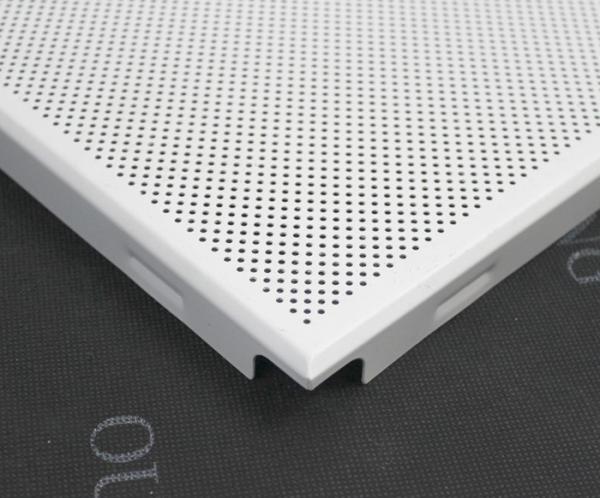 Perforated Or Plain White Aluminum / GI Clip In Ceiling Tiles With Beveled Edge