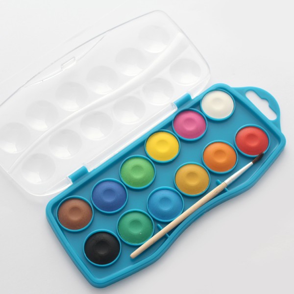 21mm wholesale 12 color watercolor paint with brush