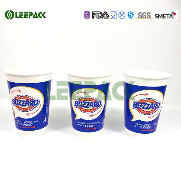 Insulated Blue Drink 12 Oz Paper Cups For Fast Food Restaurant , Party