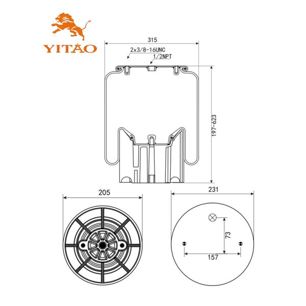 1V 8864 Truck Air Spring, Suitable for Firestone W01-358-8864 1T15M-9/Peterbilt 03-08716