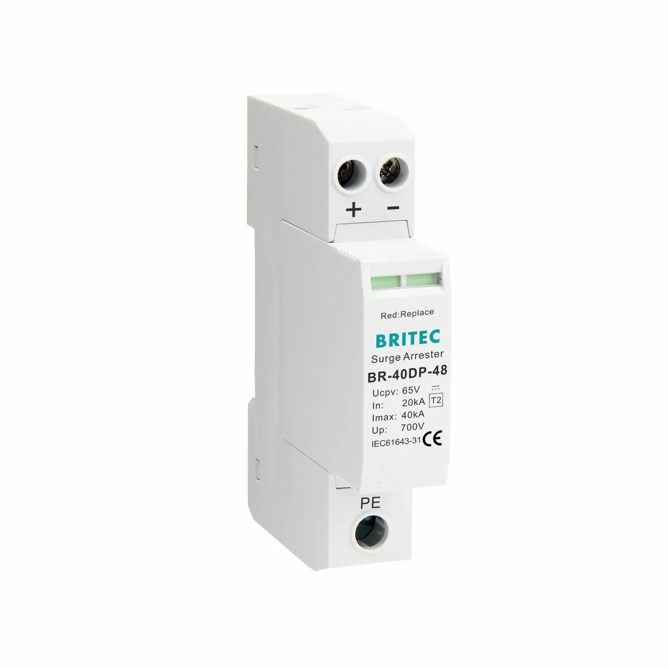 BR-40DP 48 Type 2 DC 48V SPD 40kA Surge Protective Device with Thermoplastic UL94-V0 Enclosure