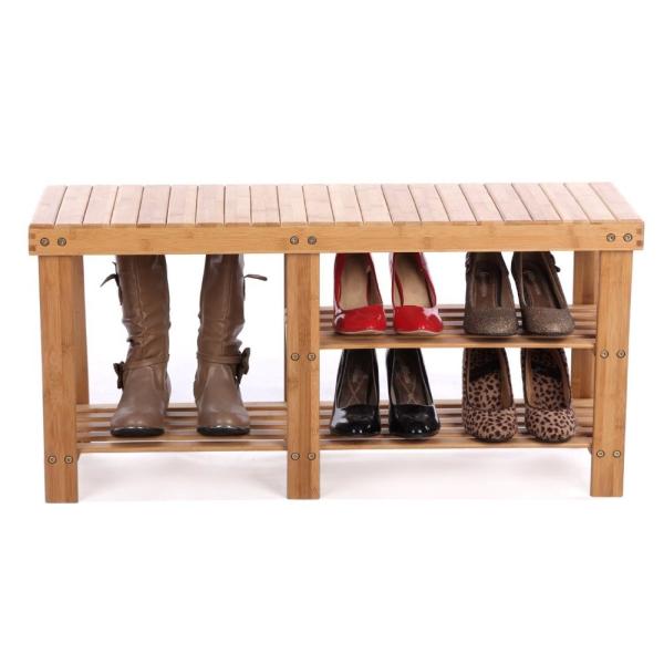 100% Natural Bamboo Home Furniture , Wooden Shoe Shelving Unit  87 X 28 X 45 Cm