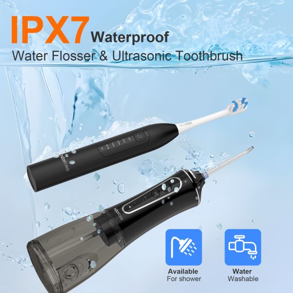 Cordless Water Flosser And Electric Toothbrush 2 In 1 Oral Care Ipx7 Waterproof Grade