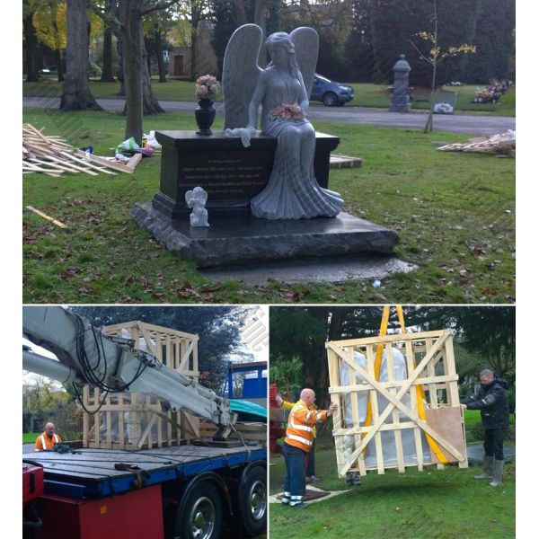 Outdoor Large Luxurious American Big Size Granite Family Mausoleum with Bronze Horse Statue