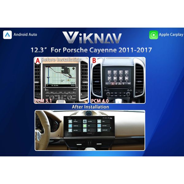 VIKNAV 12.3  Автомобильное радио с сенсорным экраном для головного блока Porsche Cayenne 2011 - 2017