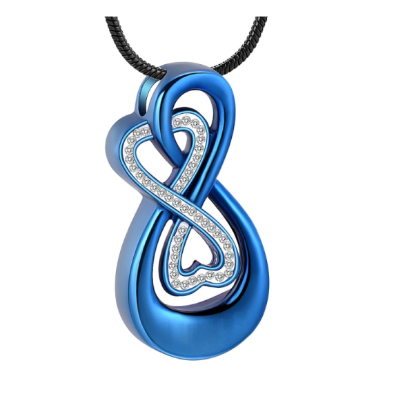 Stainless Steel Infinite Love Cremation Urn Necklace Personalized Memorial Keepsake