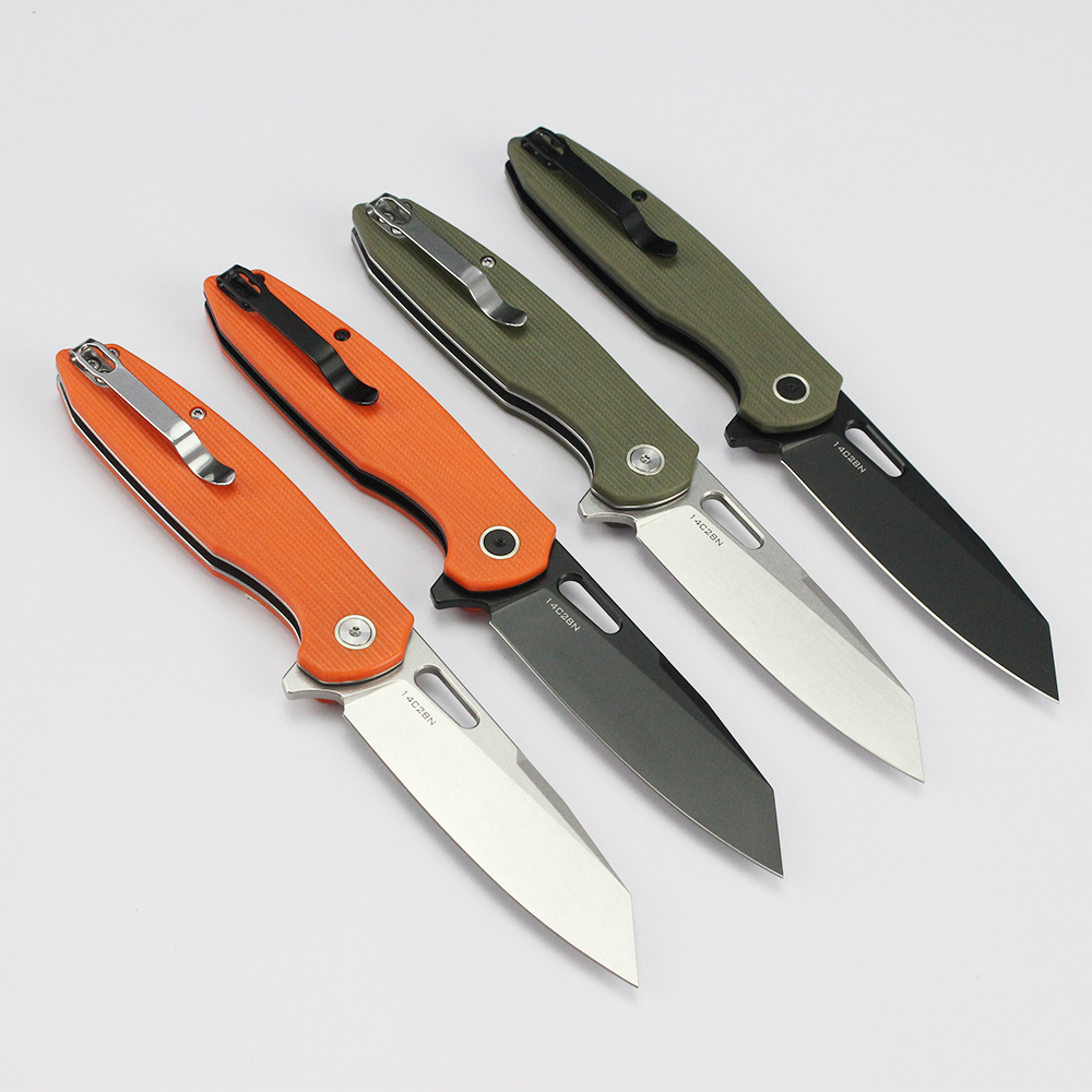 GT-T0044 Customizable Tactical 14C28N Steel Blade Button Lock Folding Knife G10 Handle Tunafire