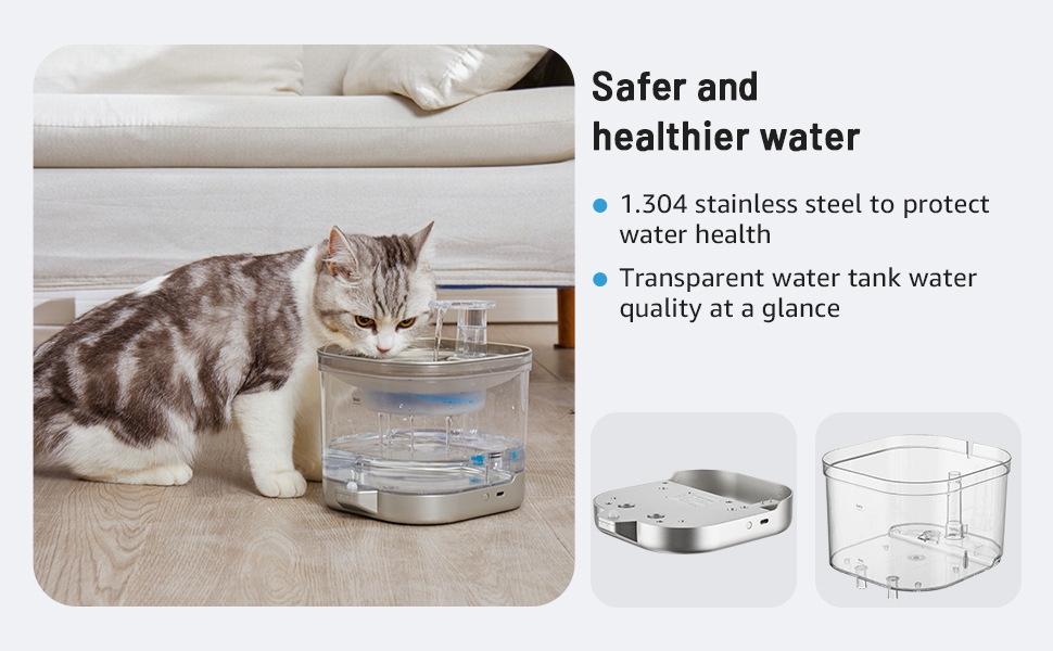 Large Capacity Wireless Automatic Pet Water Dispenser Stainless Steel and Plastic Indoor Use Pet Fountain for Dogs & Cats