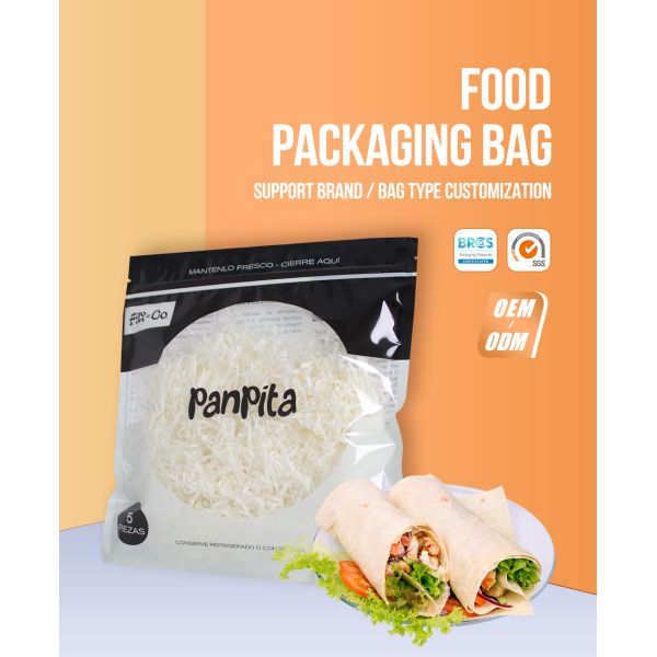 Custom Printed Plastic Zipper Bags Food Packaging Bag For Noodles Pita Pancake Taco