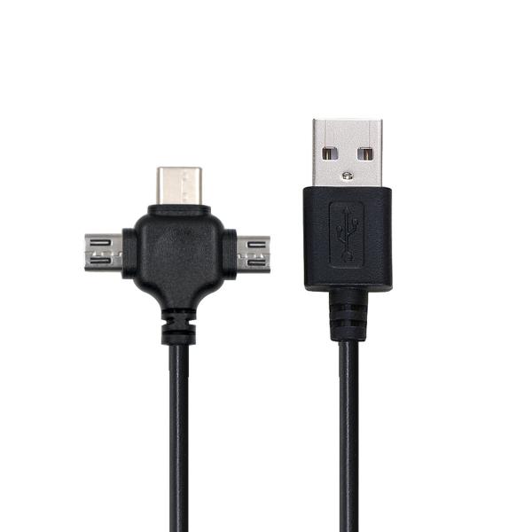 Cabo de dados de carregamento rápido 3 em 1 USB 2.0 de 0,5 m Micro Tipo C