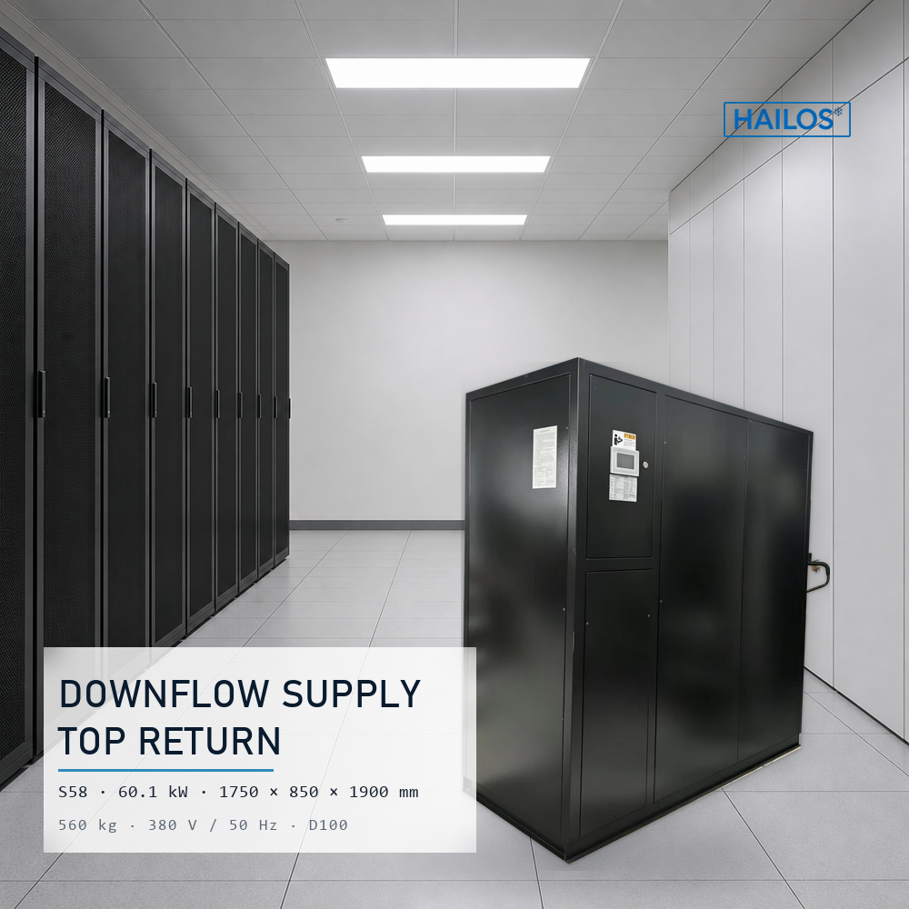 60kW Downflow Precision Air Conditioner for Data Center, Underfloor Air Supply Server Room Cooling Unit