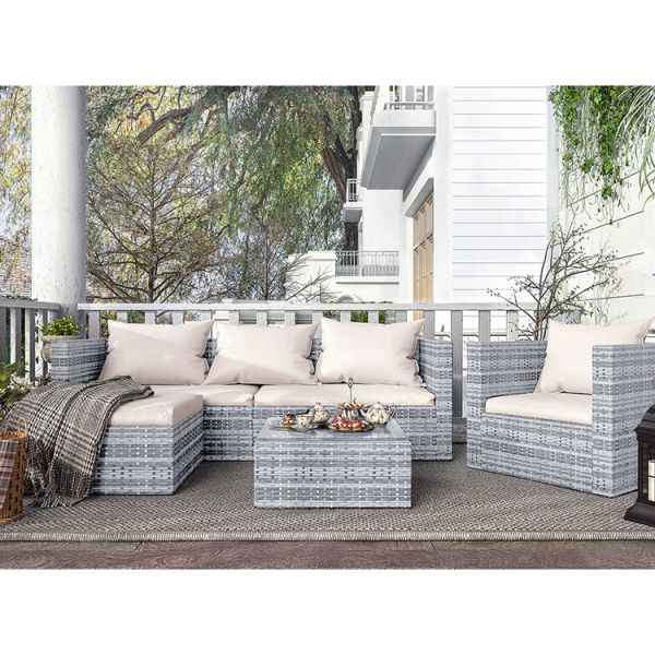 Mail Packing Y AJUNION Wicker Rattan Garden Sofa Set Outdoor Furniture Sectional
