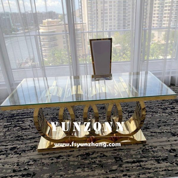 Modern Stainless Steel Dining Table Living Room Hotel Furniture Wedding Events Outdoor Parties Hotels Halls-Factory Direct Sale