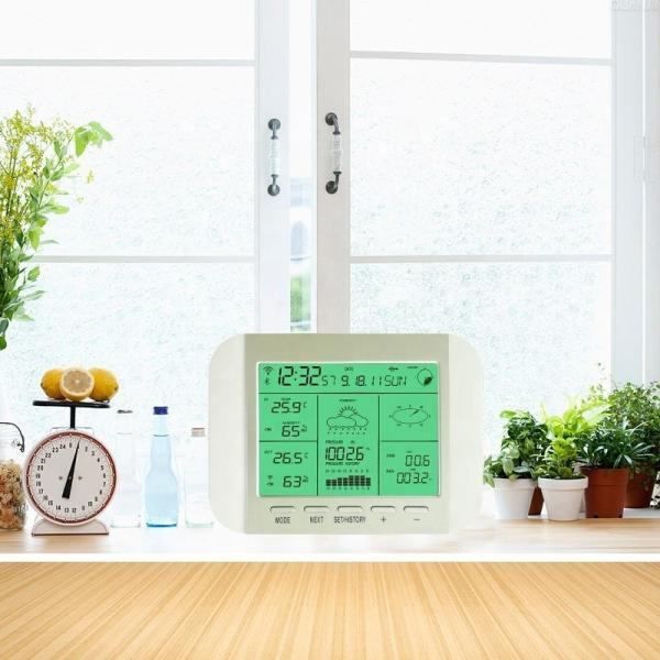Estação Meteorológica Solar Inteligente ao Ar Livre Sem Fio Com Ecrã Largo LCD E WIFI