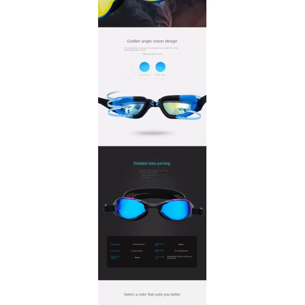 Fashionable Adult Swimming Goggles Electroplated No Fog Swim Goggles