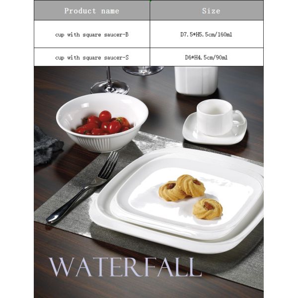 Square White Ceramic Restaurant Porcelain Teacup Customized