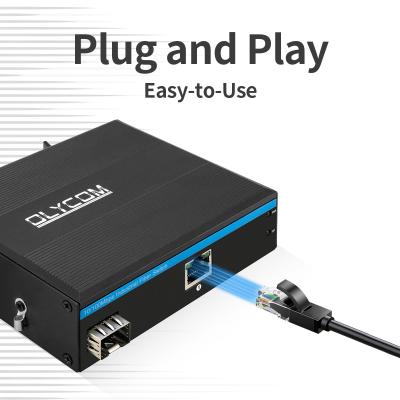 Industrial PoE Media Converter 10/100M Fast Ethernet 15.4W/30W SFP Fiber For IP Cameras
