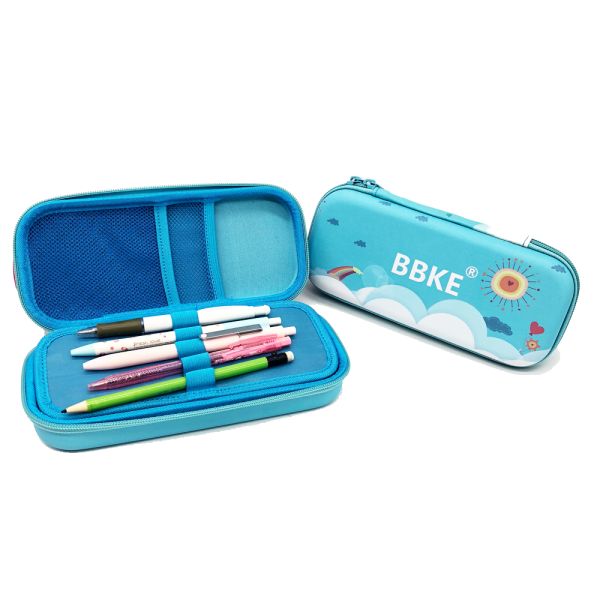 Yellow Color Zipper Closure Hard Shell Pencil Box Custom Cartoon Printing