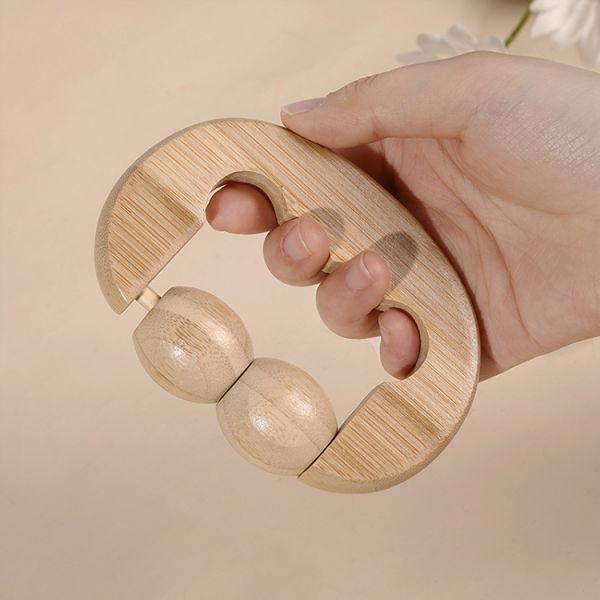 Multi-Function Handheld Wooden Roller Massager for Muscle Tension Release and Relaxation