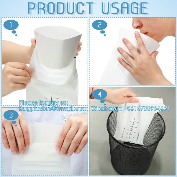 Disposable Puke Vomit Bag 1200ml Nausea Barf Bags Emesis Bags Portable Throw Bags For Kids Motion Sickness Car Taxi