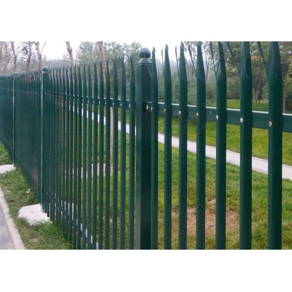 PVC Coated Metal Palisade Fence Panels European Style For Road / Railway