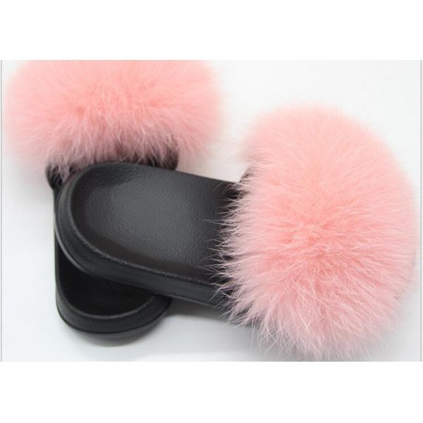 Lenguado suavemente anti real mullido rosado de EVA del resbalón de los deslizadores de la piel de Fox con 5-11 tamaños de Reino Unido