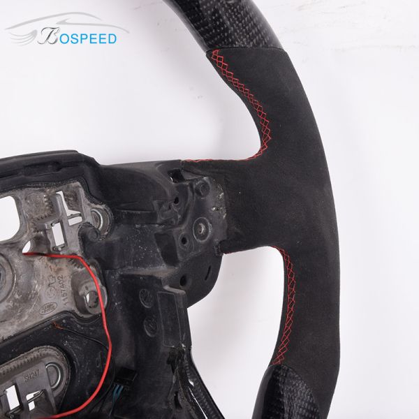 4KG Matte Black Leather Classic Land Rover Steering Wheel Carbon Fiber LED 0.35m