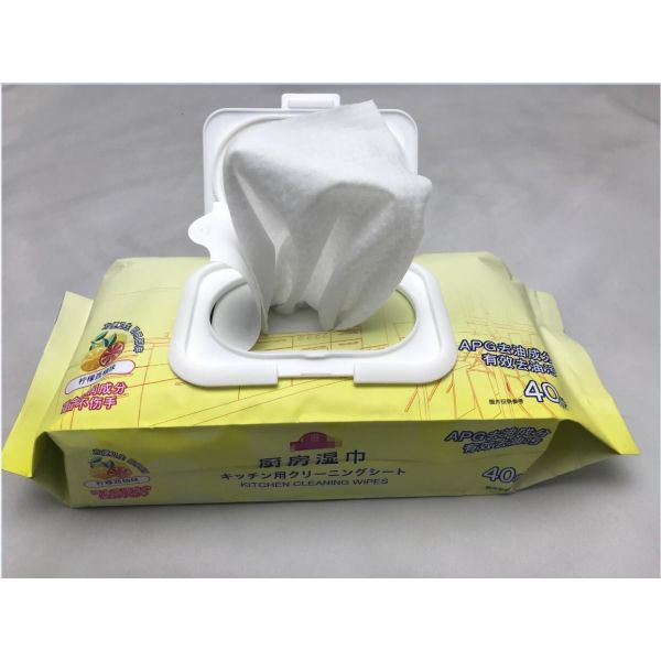 Kitchen Cleaner Disinfectant Wet Wipes Bleach Free APG Remove Oil Grease Lemon Scent