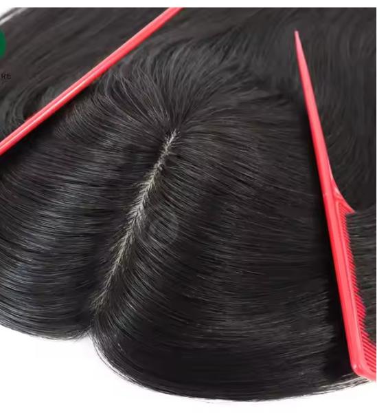 New 100% Remy Human Hair Toppers natural black color 5.5x6 Inch and 6x7 inch Hair Pieces for Women Thin Hair Silk Base Clip in Toppers