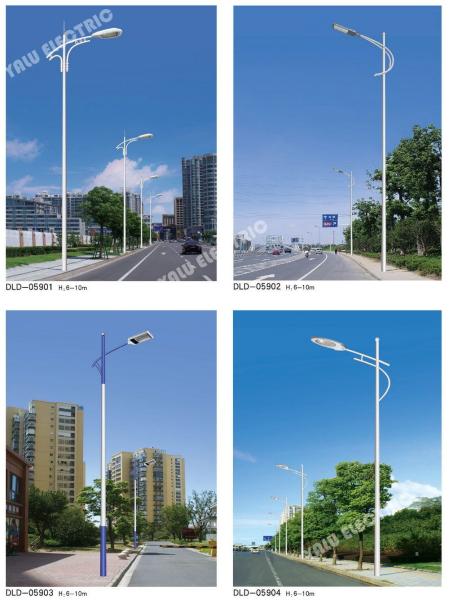 Q235 galvanized round octagonal city road street light poles with 80w LED street light