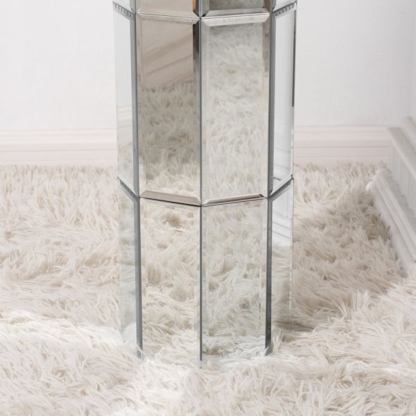 Tall Mirrored Furniture Cylinder Crystal Crushed Diamond Floor Vase