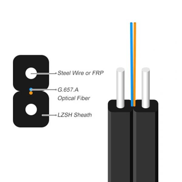 100N 200N 1-4 Core FTTH Drop Fiber Optic Cable G.657A1 Bend Insensitive LSZH Sheath